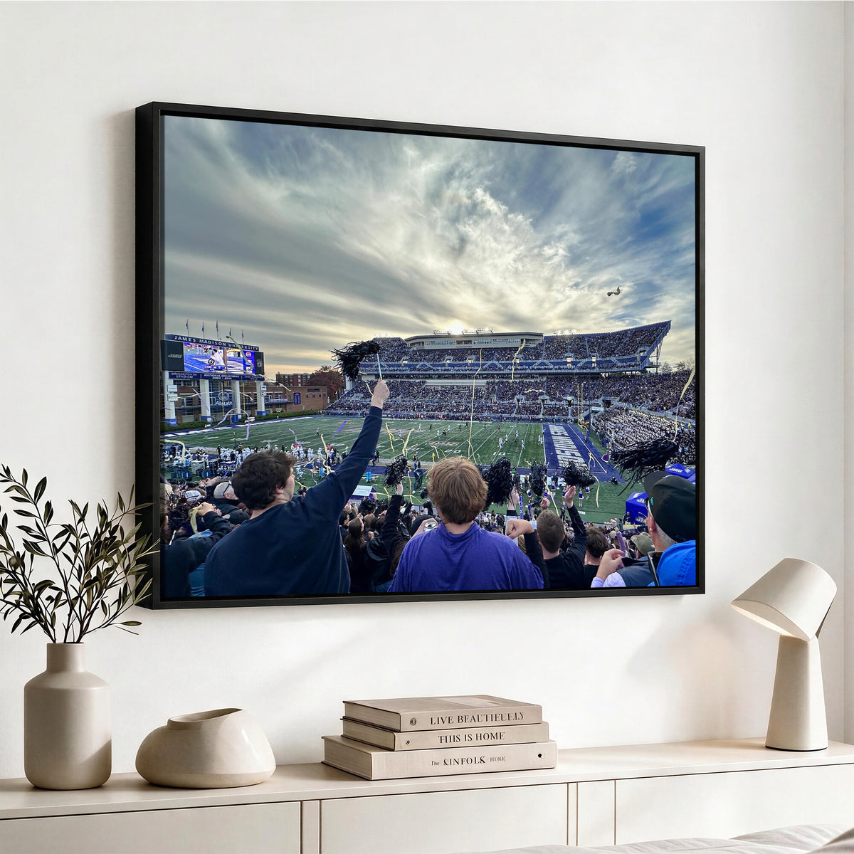 400867JMU-MGV-CV-36X24 - JMU Stadium Wall Art Canvas Print for Game Room Decor - James Madison University Stadium