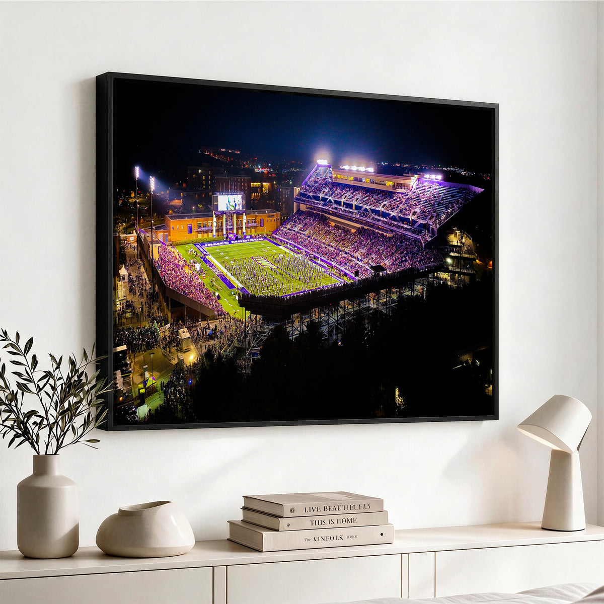400867JMU2-MGV-CV-36X24 - JMU Stadium Wall Art Canvas Print for Game Room Decor - James Madison University Stadium