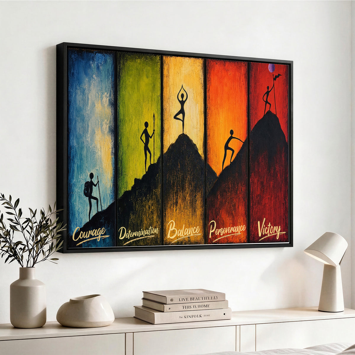 59418630-MGV-CV-36X24 - Success Journey Courage to Victory Wall Art Canvas Print - Motivational Office Decor