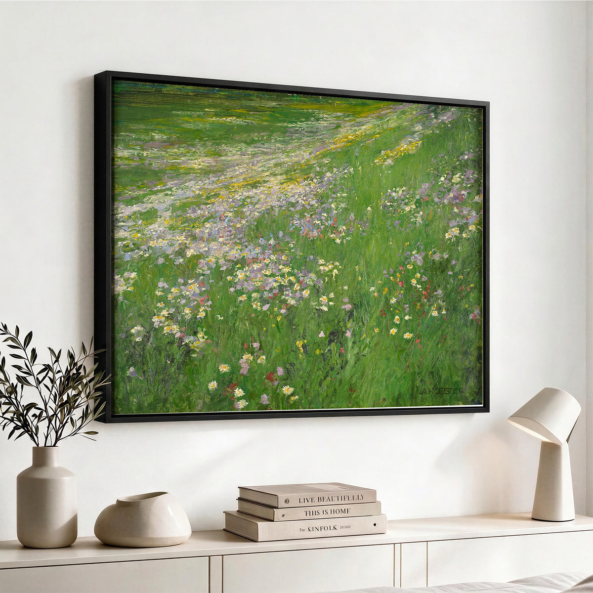 63535040-MGV-CV-36X24 - Alexander Koester Flower Meadow Canvas Wall Art, Vintage Landscape Print