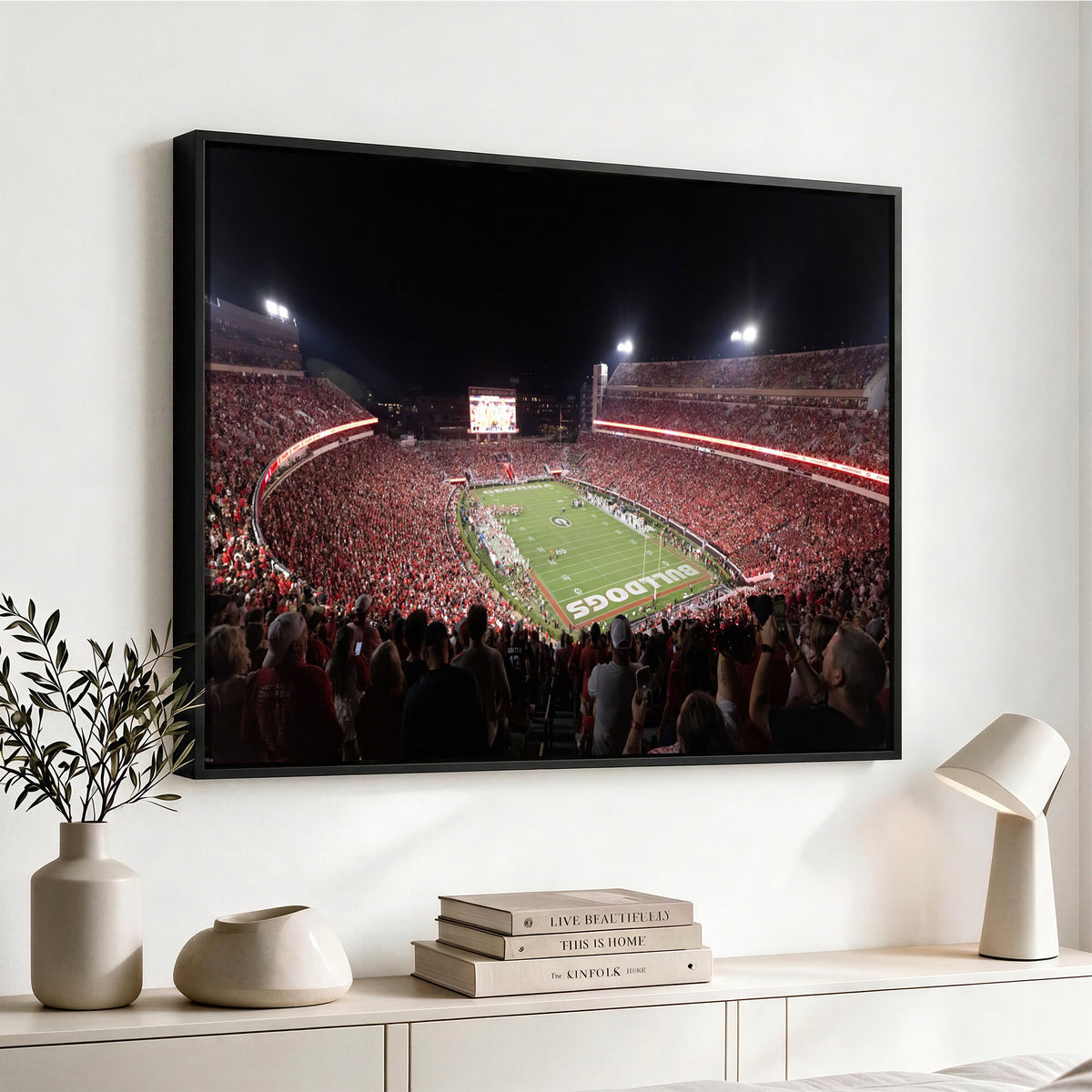 50587166-_Poster-30x20 - Sanford Stadium Georgia Bulldogs Canvas Print 3 Piece Framed Wall Art Extra Large Floating Frame Sports Poster Made in USA