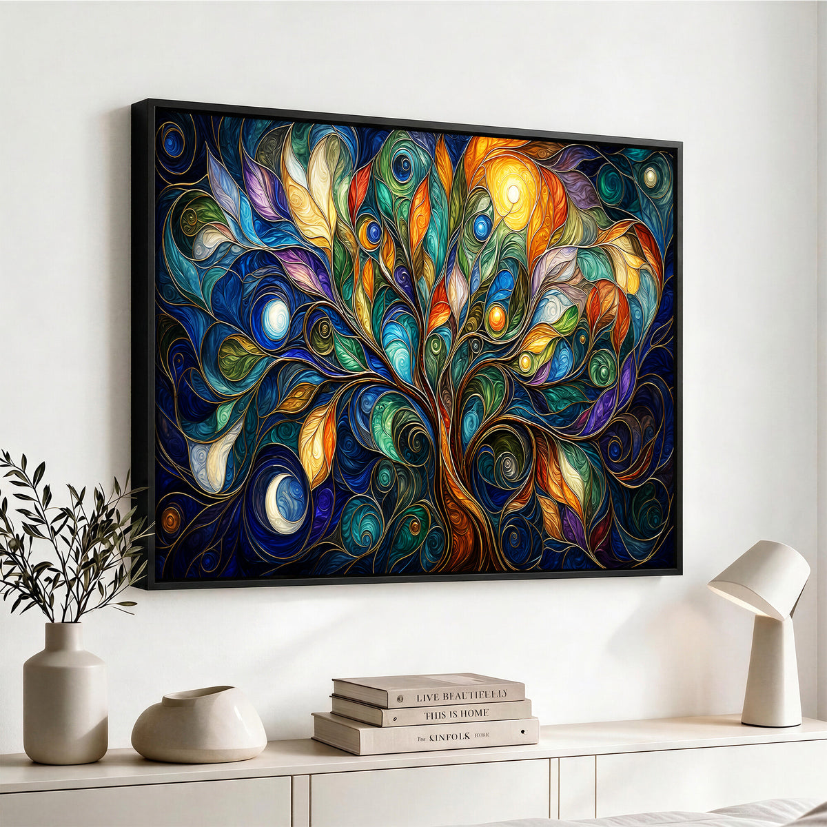 60127105-MGV-CV-36X24 - Psychedelic Tree Of Life Wall Art - Vibrant Swirl Cosmic Nature Decor