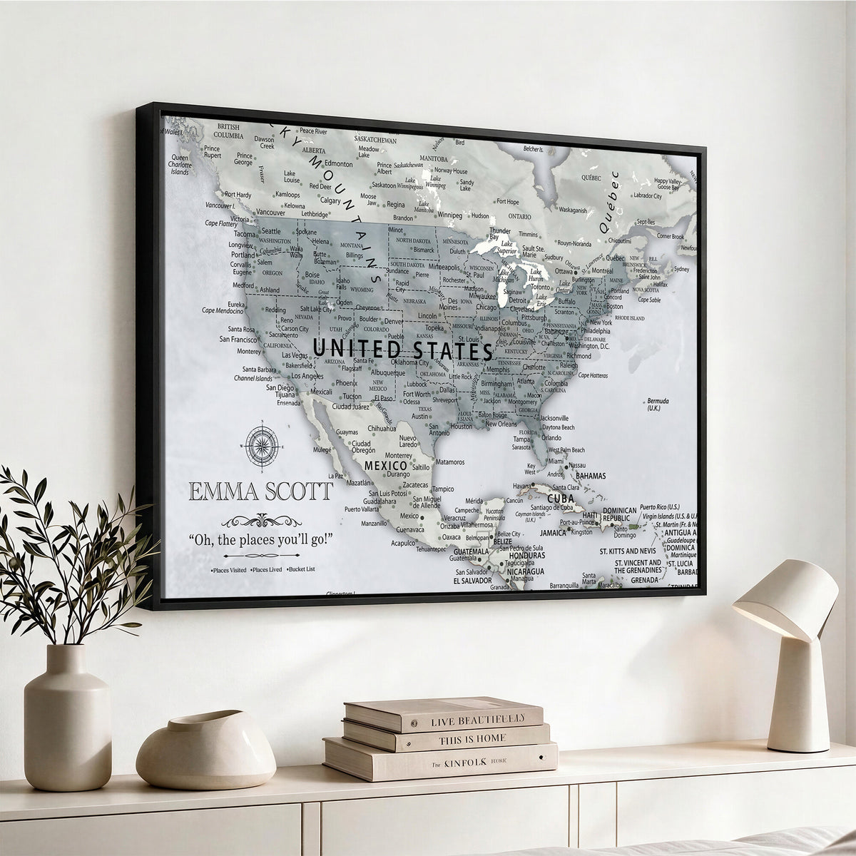 90686209D-MGV-CV-36X24 - Custom USA Push Pin Travel Map Canvas Wall Art - Personalized Couples Gift Flat Digital Print