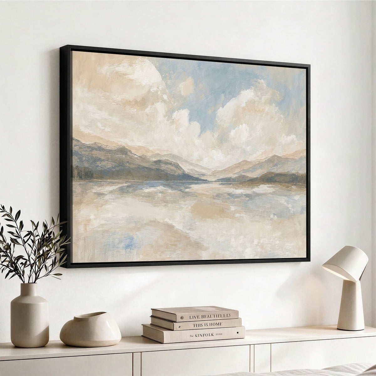 12998065-_Poster-30x20 - Serene Mountain and Lake Landscape Canvas Wall Art