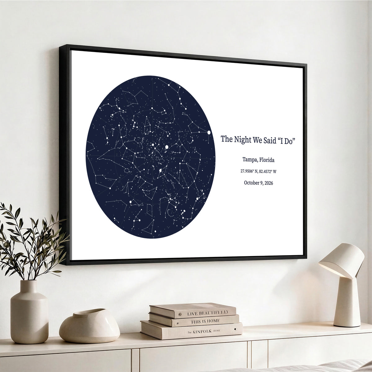 CSTM914STR-MGV-CV-36X24 - Custom Star Map Canvas Print – Personalized Night Sky Wall Art by Date and Location