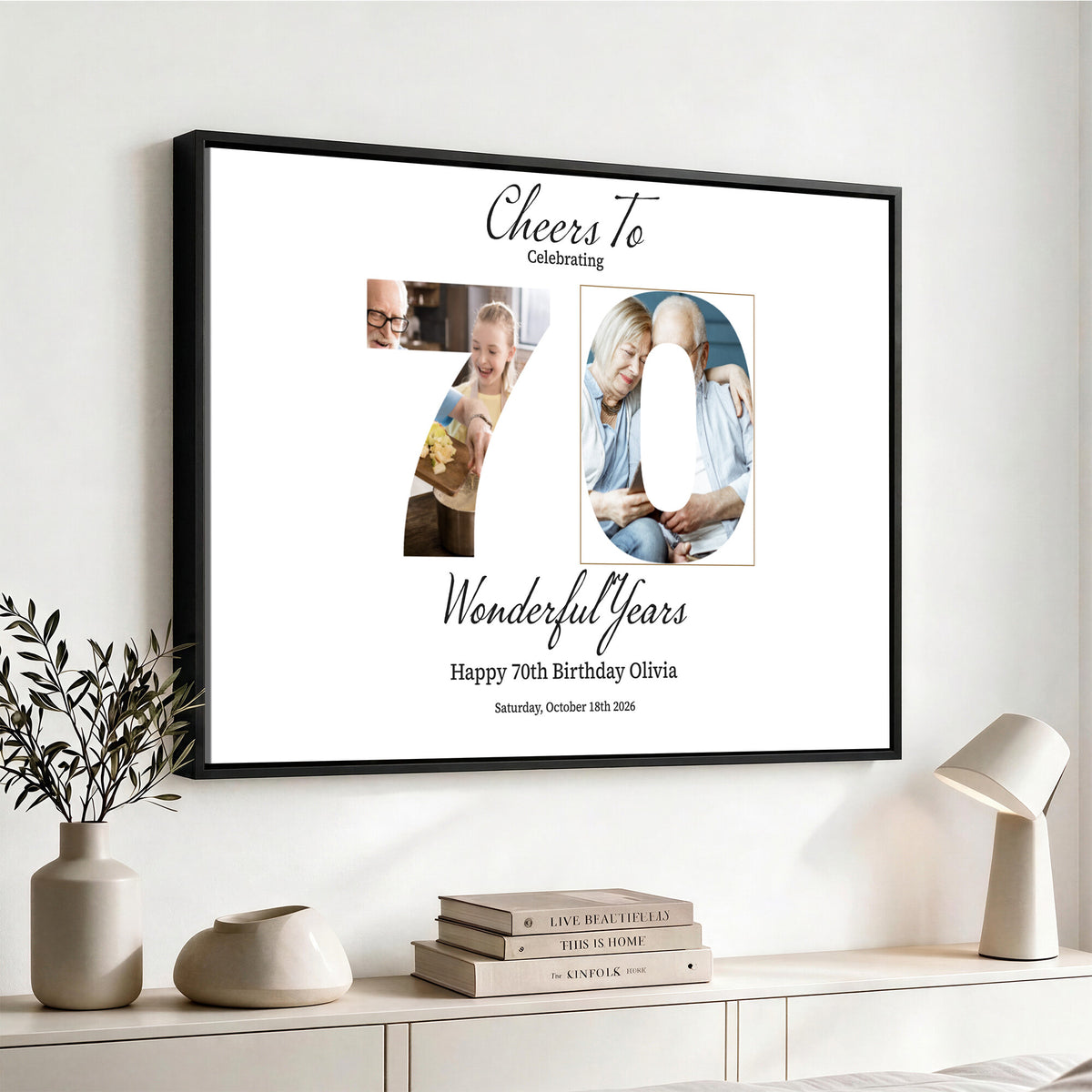 CSTM914DEDE-MGV-CV-36X24 - Number with Photo Canvas Print – Personalized Birthday Number Wall Art