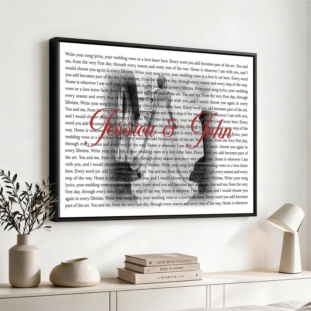 CSTM914LIRIK-MGV-CV-36X24 - Song Lyrics over Photo Canvas Print – Personalized Wedding Song and Photo Wall Art