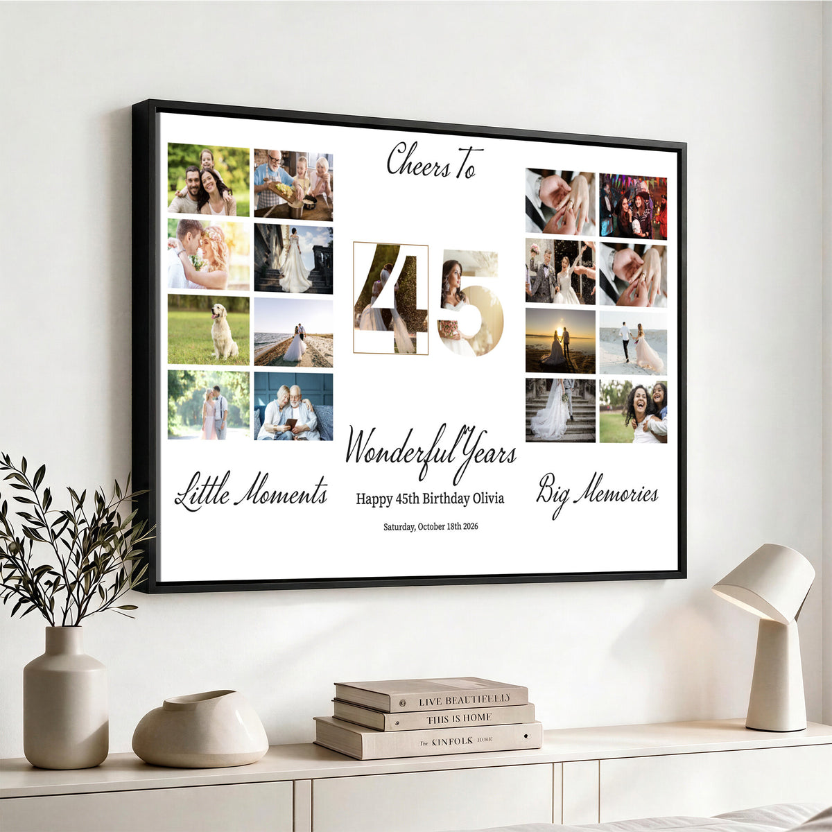 CSTM914CLJ-MGV-CV-36X24 - Moments and Memories Canvas Print – Personalized Birthday Photo Grid Wall Art