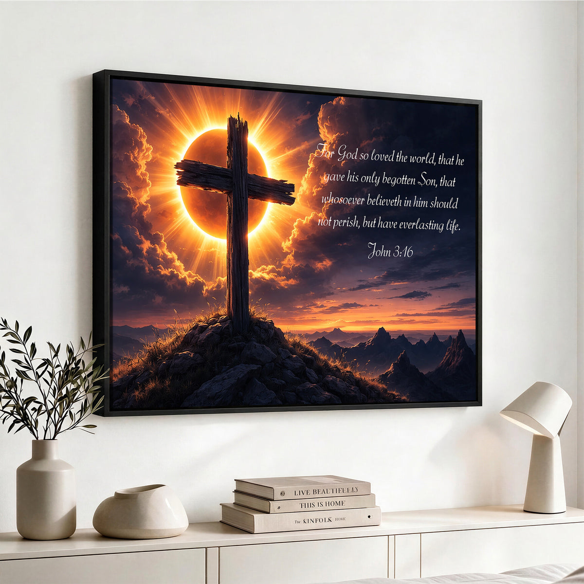 Custom Bible Verse Cross Canvas, Personalized Christian Wall Art