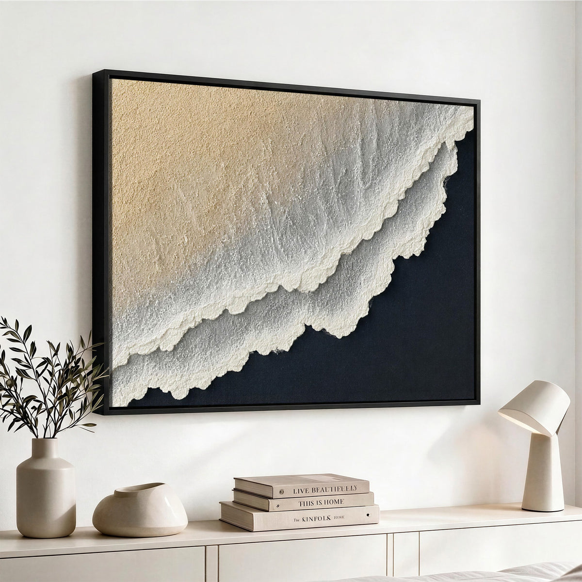 32969959-MGV-CV-24X16 - Abstract Ocean Wave Canvas Wall Art, Coastal Beach Wall Decor for Living Room