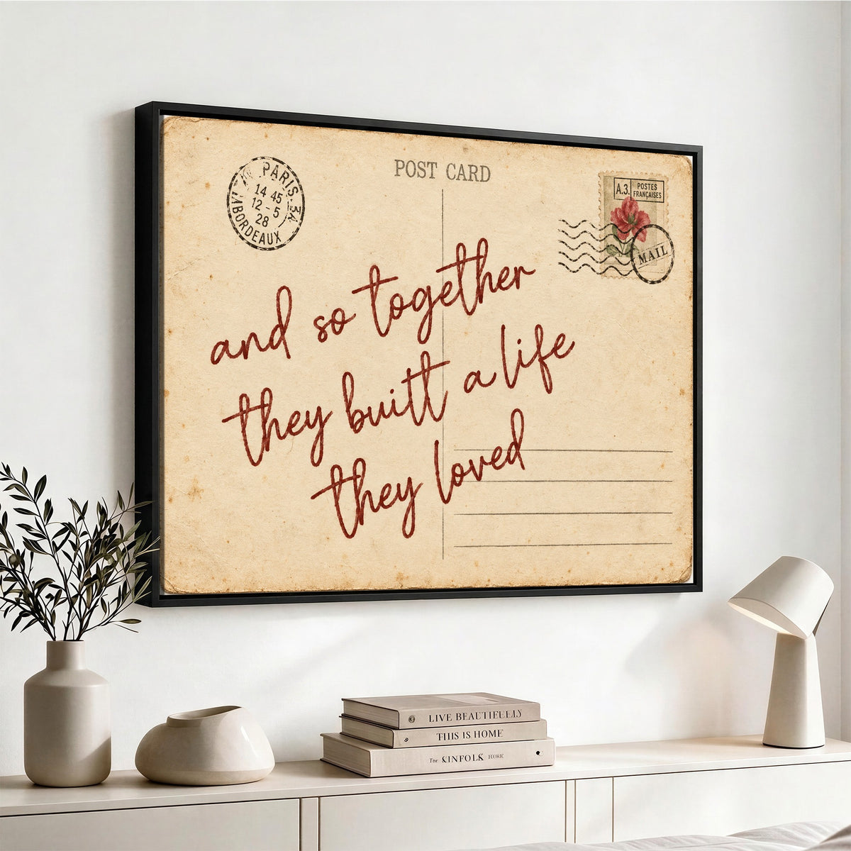 Personalized vintage postcard canvas with custom love note, view 16