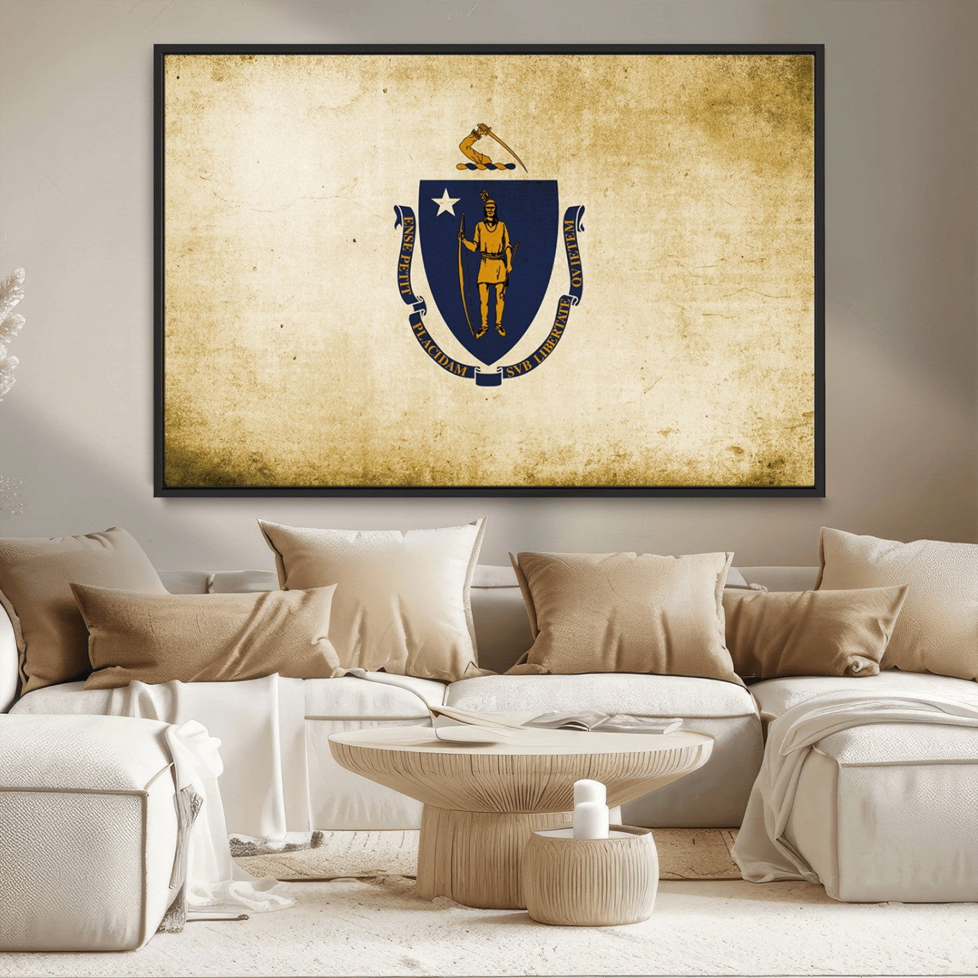 MGV-FC-36X24 - Massachusetts Flag Wall Art Canvas Print