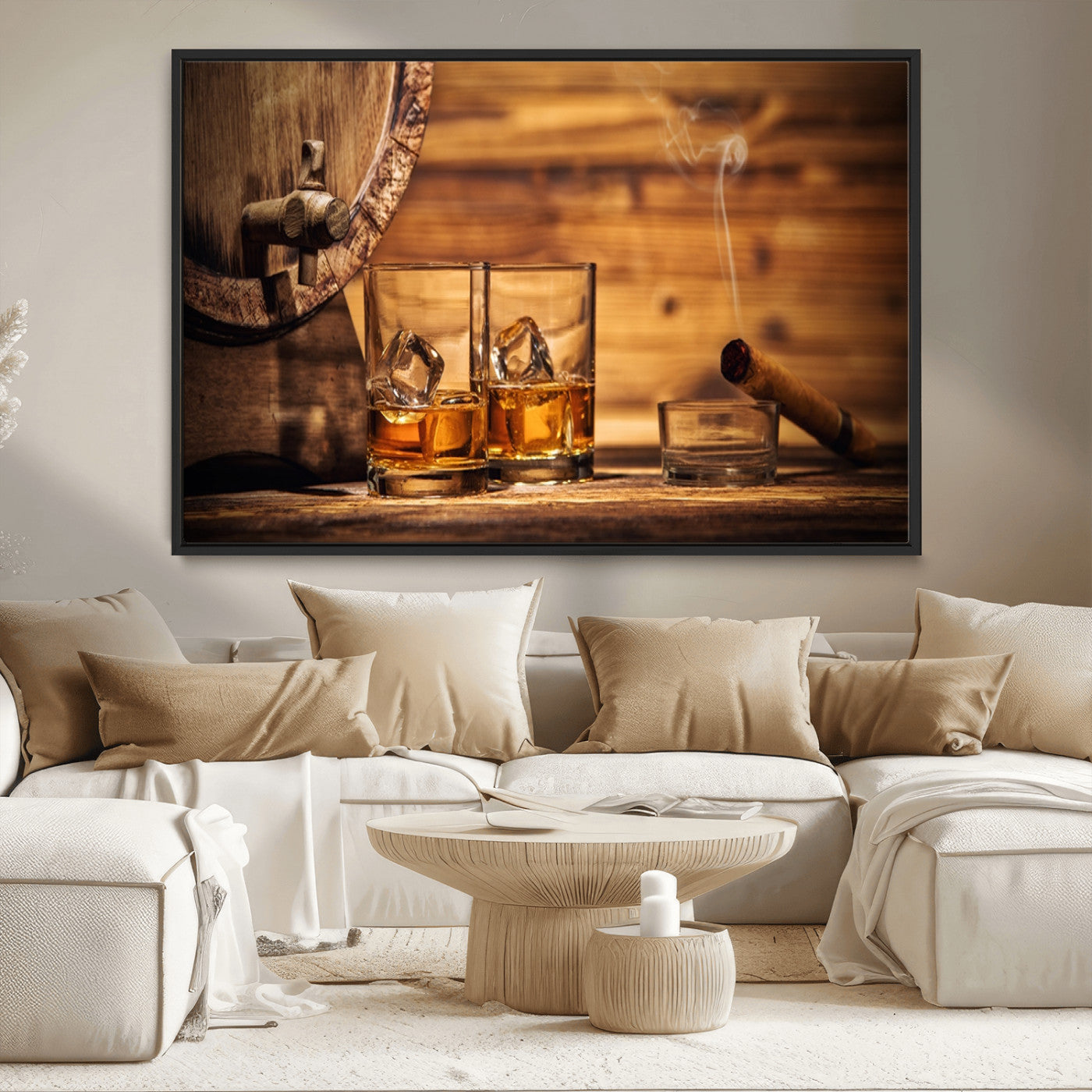MGV-FC-36X24 - Rustic Whiskey and Barrel Canvas Print