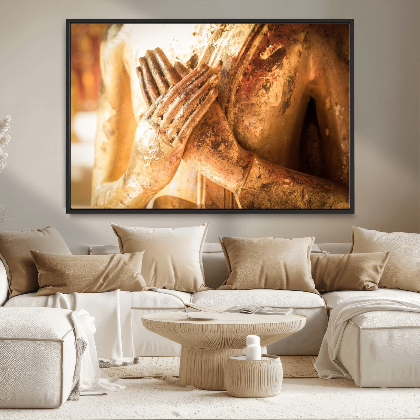MGV-FC-36X24 - Buddha Statue Hands Wall Art Canvas Print