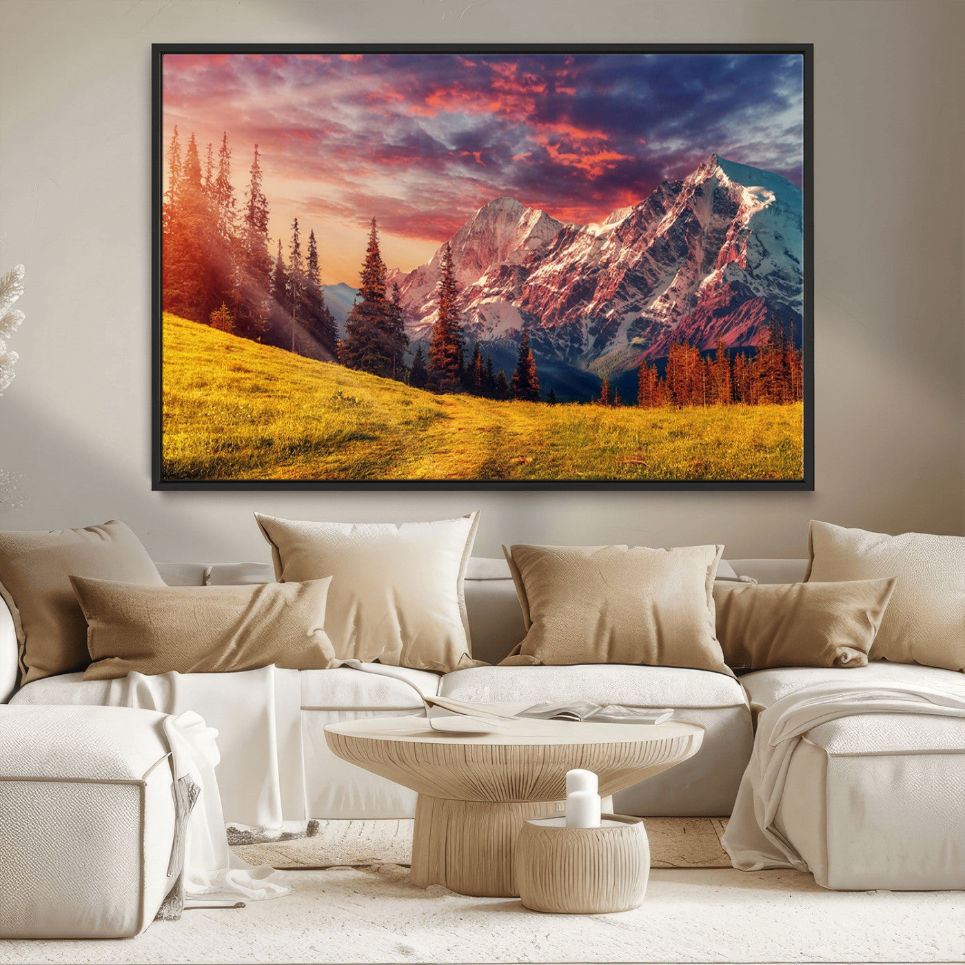 MGV-FC-36X24 - Mountain and Daylight Red Sunset Wall Art Canvas Print