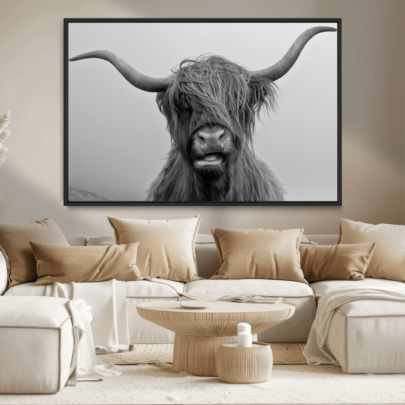 MGV-FC-36X24 - Texas Cow Wall Art Canvas, Texas Longhorn Cattle Canvas Print
