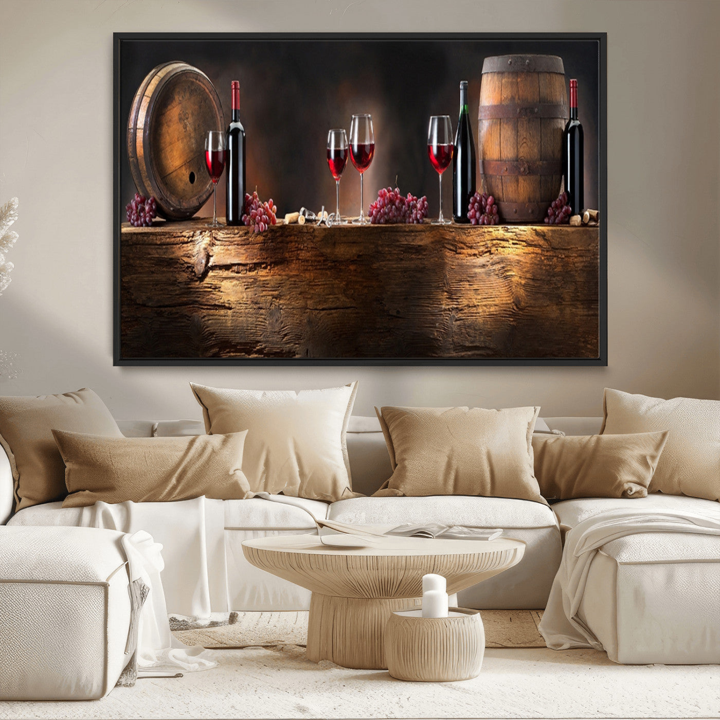 MGV-FC-36X24 - Wine and Barrels Wall Art Canvas Print