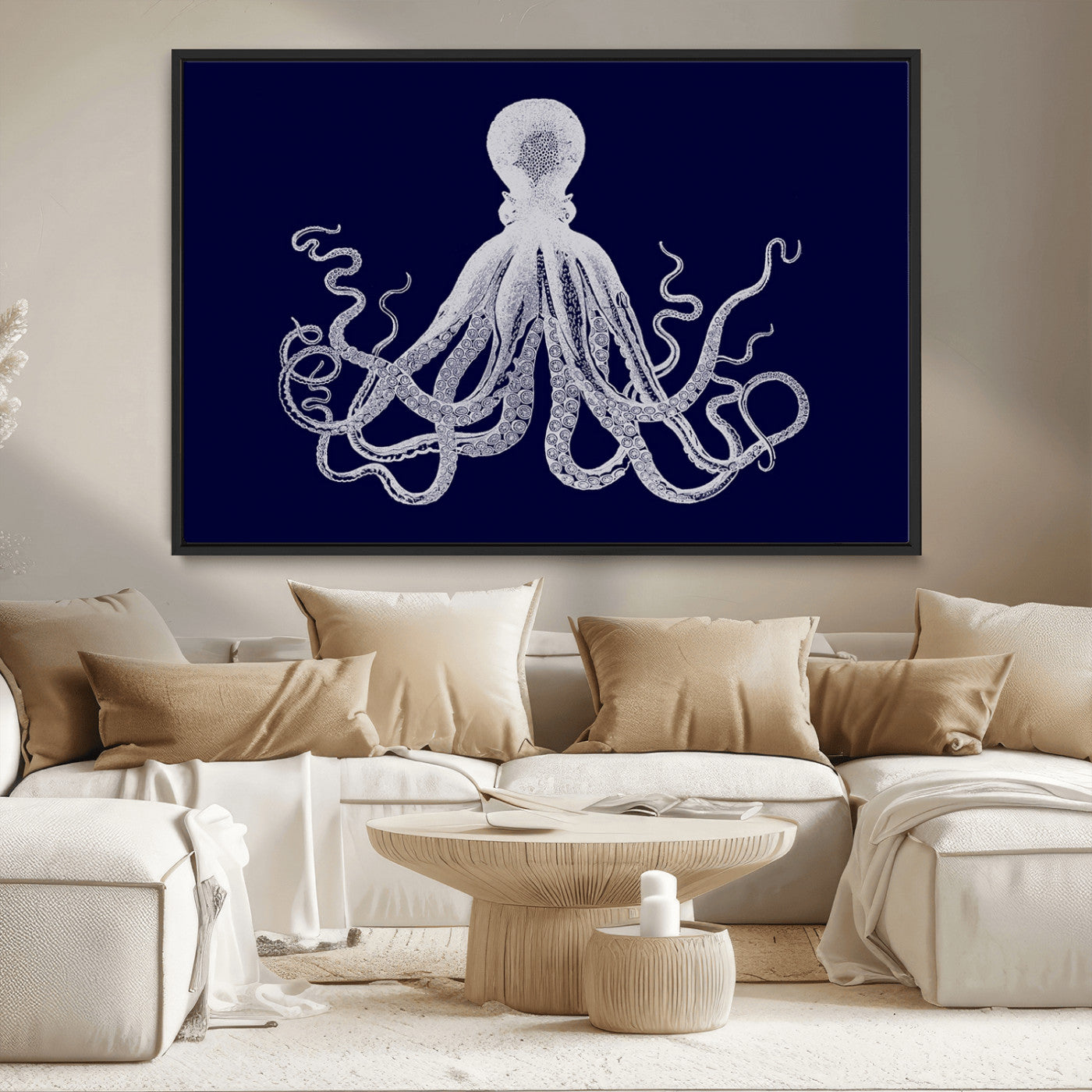 MGV-FC-36X24 - Blue Octopus Wall Art Canvas Print
