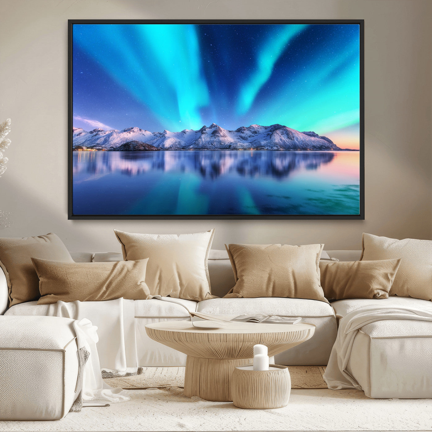 MGV-FC-36X24 - Northern Lights above Mountain Wall Art, Northern Lights Wall Art Canvas Print
