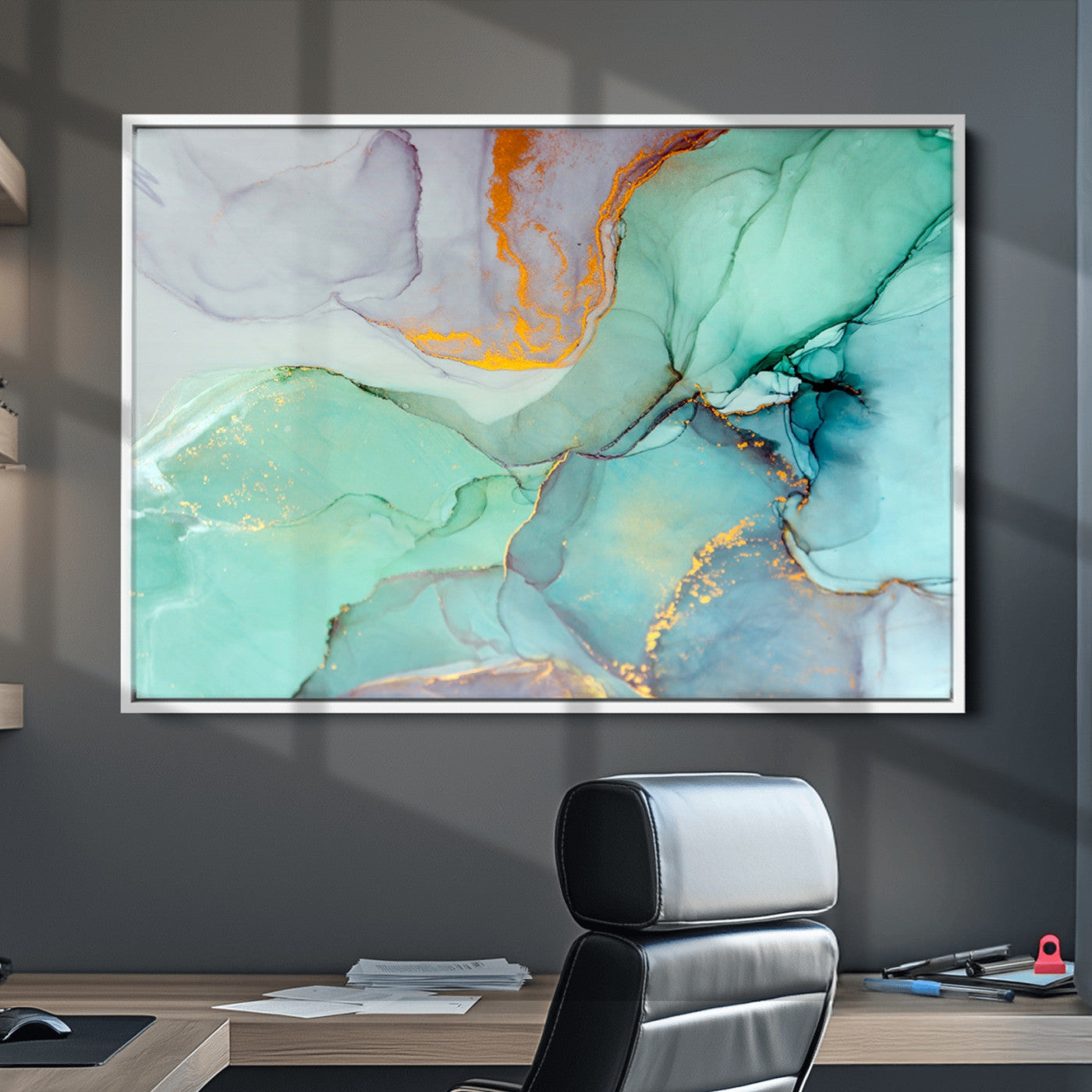 36934-MGV-CV-36X24-Colorful Marble Fluid Effect Canvas Wall Art Print