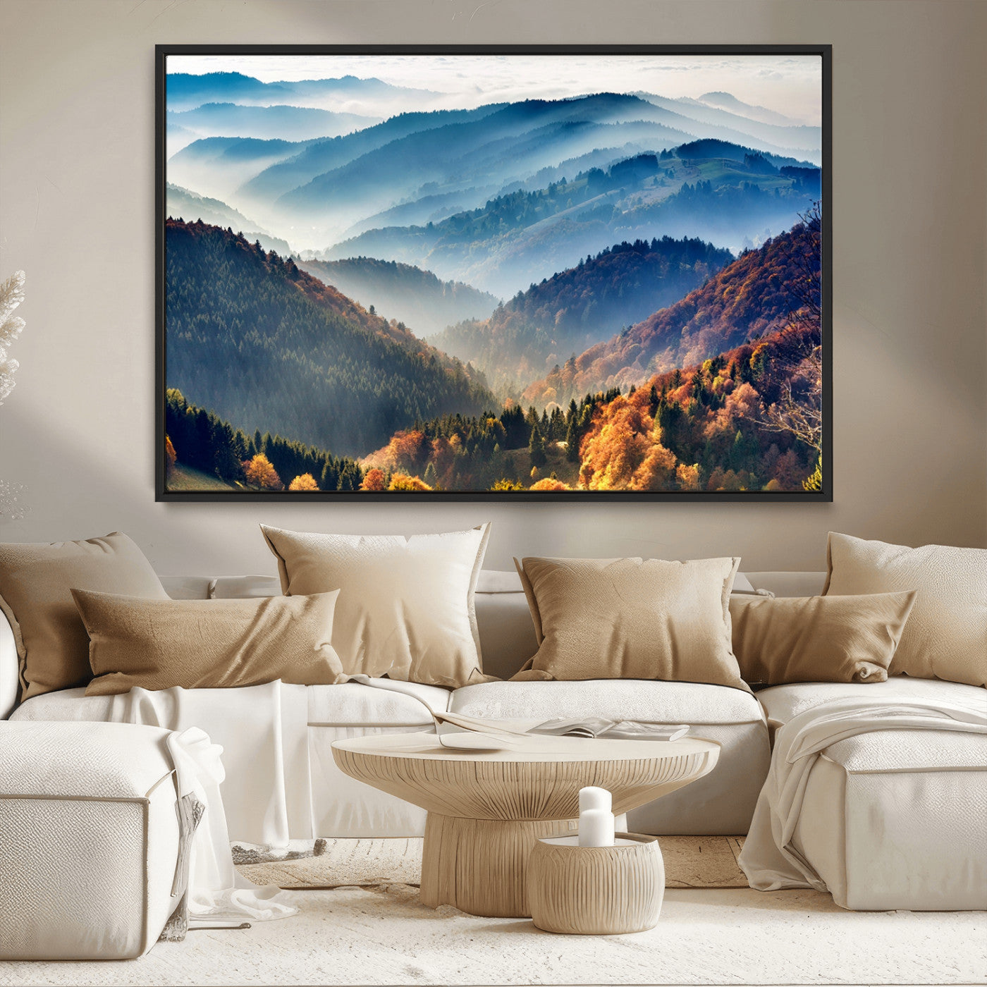 MGV-FC-36X24 - Mountains Forest Autumn Wall Art Canvas Print