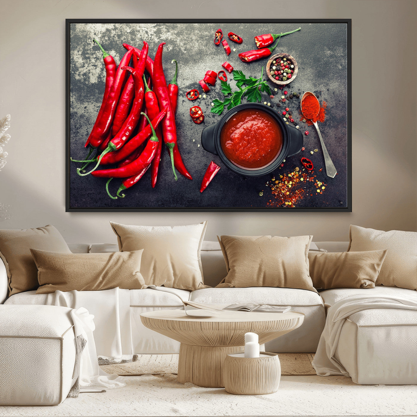 MGV-FC-36X24 - Red Chili Peppers Wall Art Kitchen Artwork Canvas Print