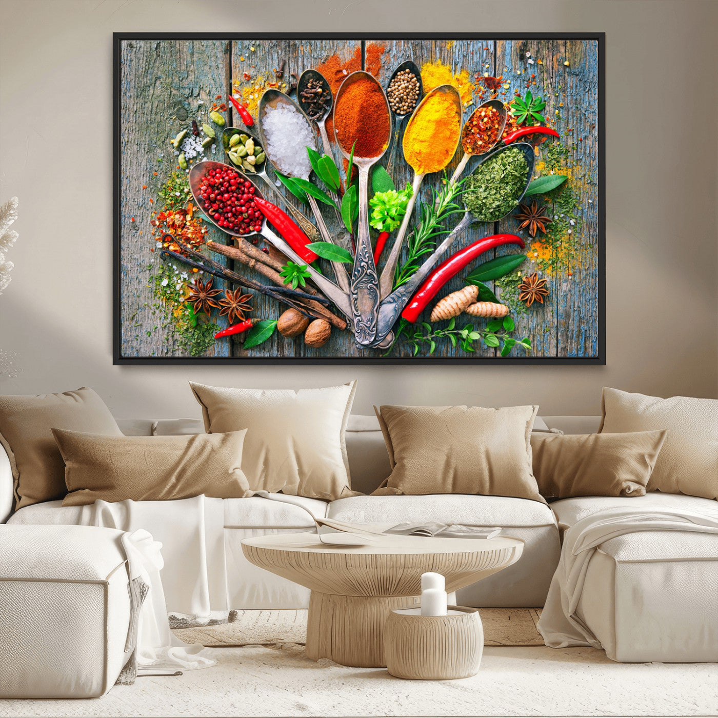 MGV-FC-36X24 - Kitchen Wall Art Print - Spoonful of Spices Cooking Wall Art Canvas Print - Vibrant Kitchen Decor