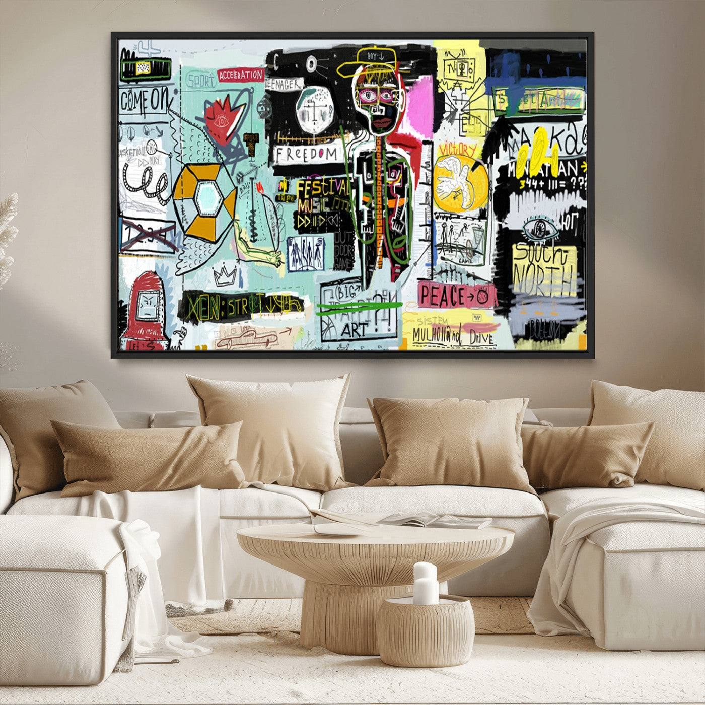 MGV-FC-36X24 - Abstract Graffiti Canvas Street Art-Inspired Graffiti Triptych Canvas – Modern Abstract Wall Art for