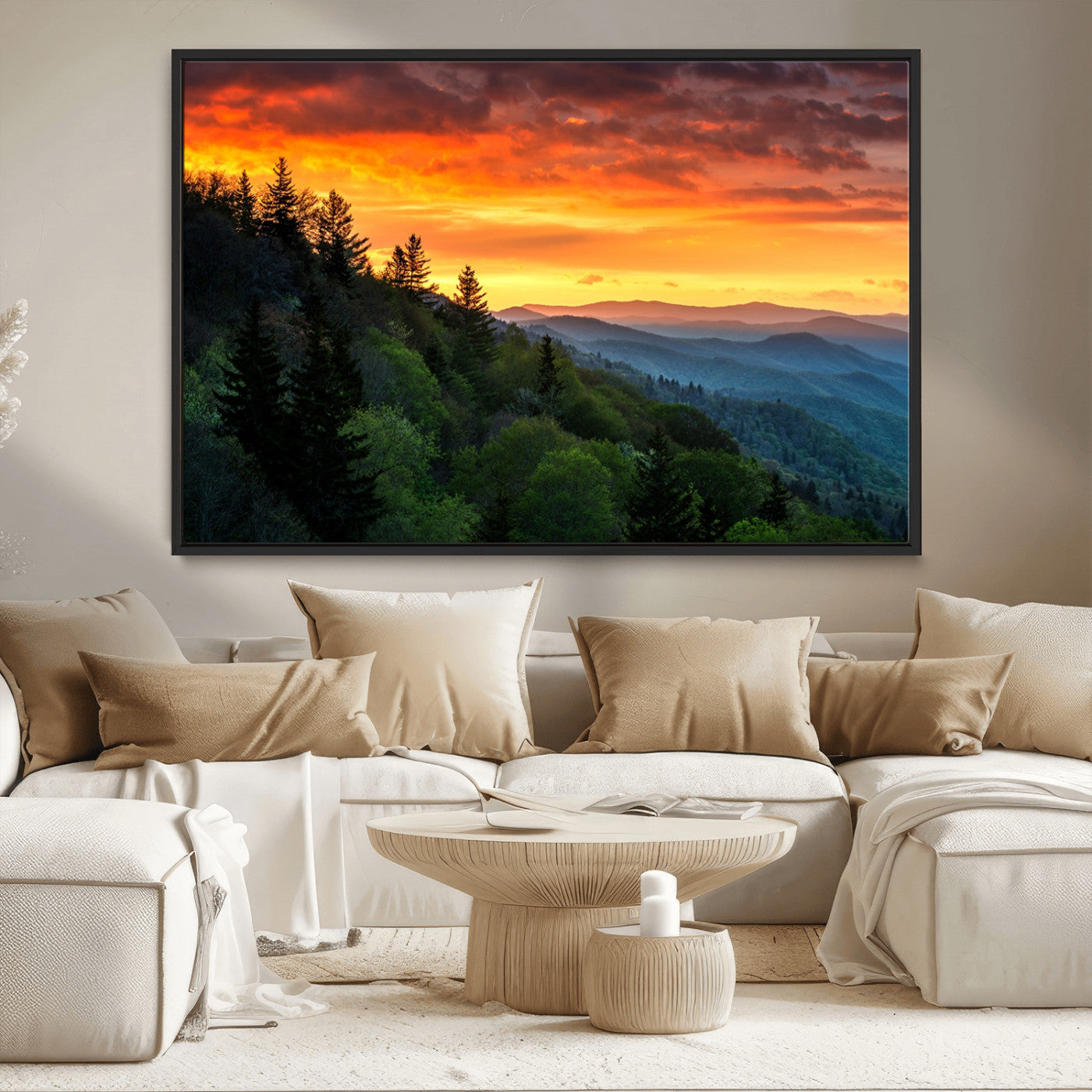 MGV-FC-36X24 - Forest Landscape Wall Art Sunset Canvas, Forest Sunset Canvas Print