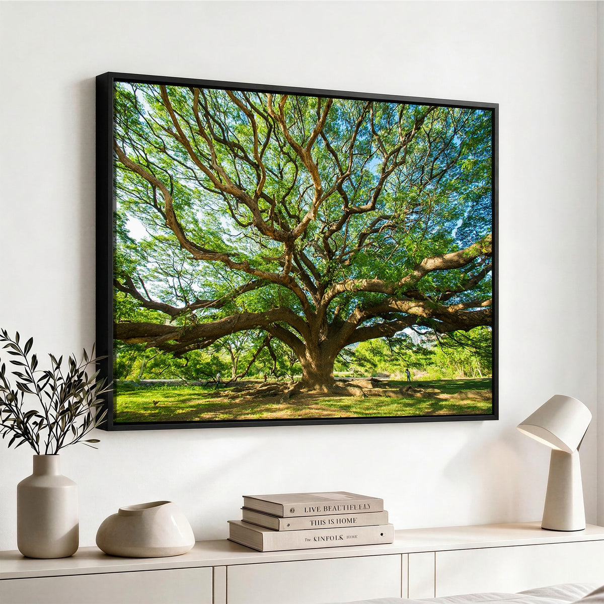 70569-MGV-CV-24X16 - Majestic Oak Tree Wall Art | Serene Nature Canvas Print with Spreading Branches