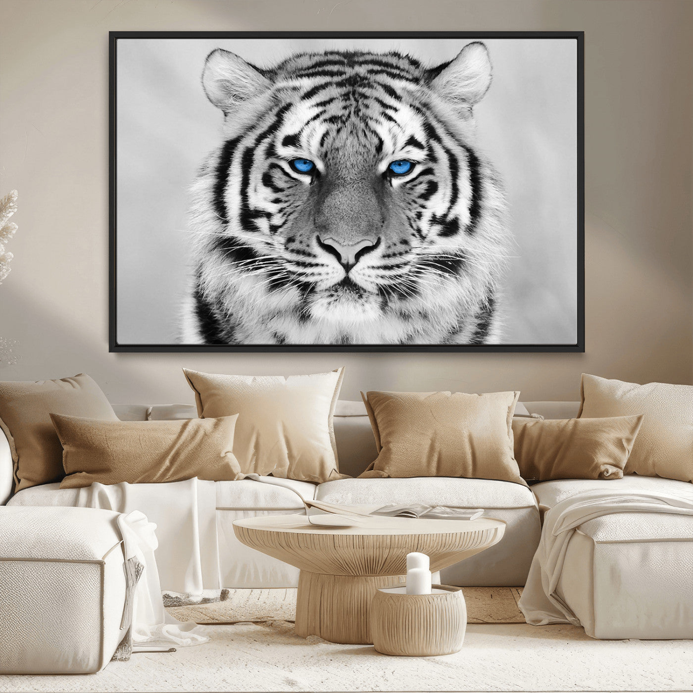 MGV-FC-36X24 - Black and White Tiger Wall Art Animal Canvas Print