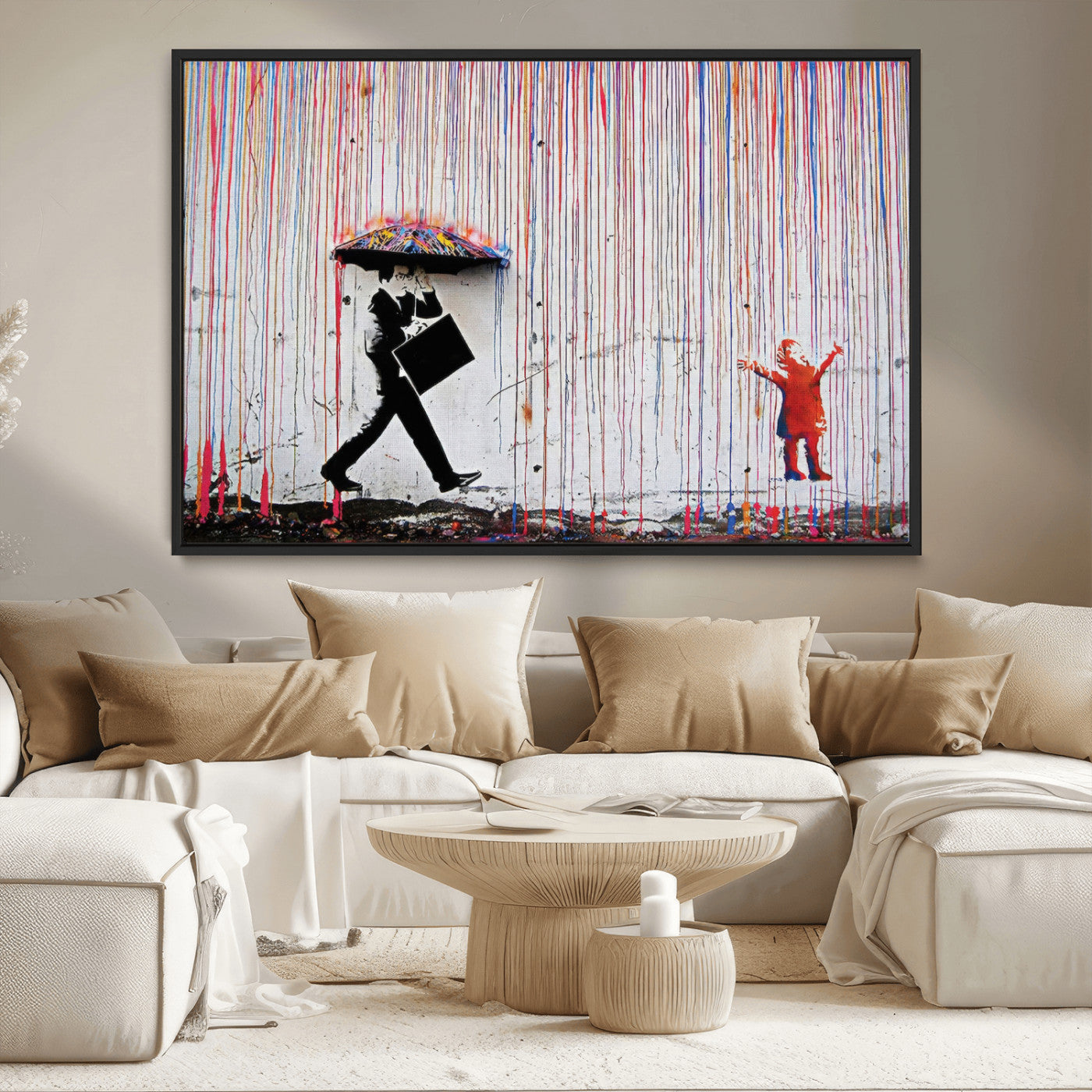 MGV-FC-36X24 - Banksy Wall Art Canvas Print, Framed Graffiti Art Picture Print, Banksy Urban Graffiti Perfect Modern Decor Artwork