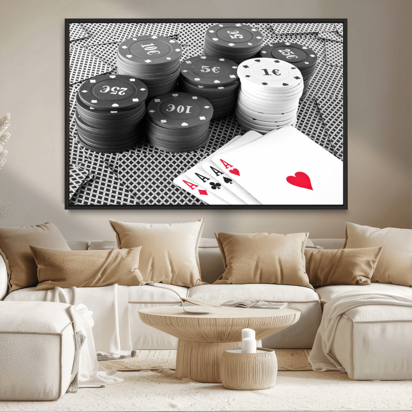 MGV-FC-36X24 - Poker Game Cards Wall Art Canvas, Multi Panel Wall Art Canvas Print