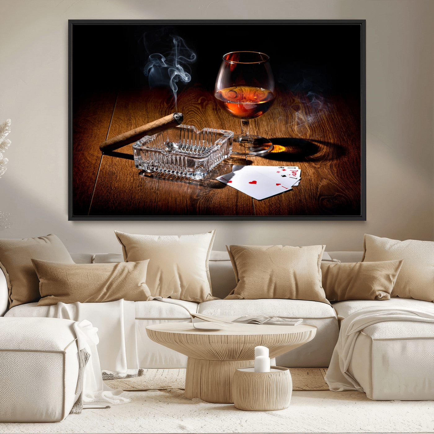 MGV-FC-36X24 - Whiskey Cigar Wall Art Canvas Print Kitchen Wall