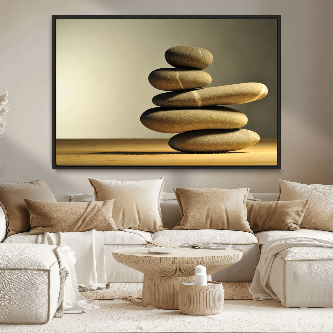 MGV-FC-36X24 - Fluvial Zen Stones Canvas Wall Art Print