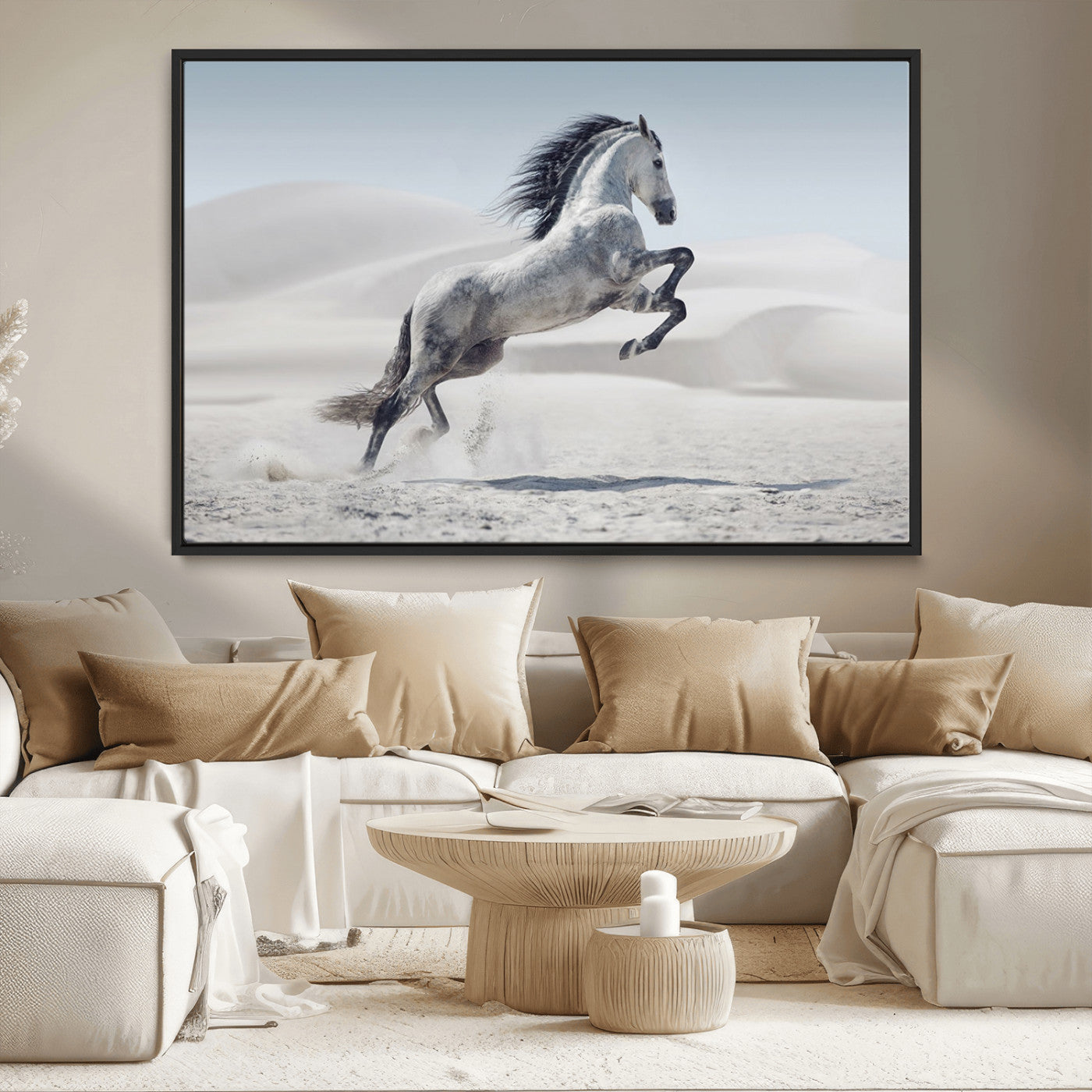 MGV-FC-36X24 - Prancing Horse on Dessert Large Wall Art Animal Canvas Print