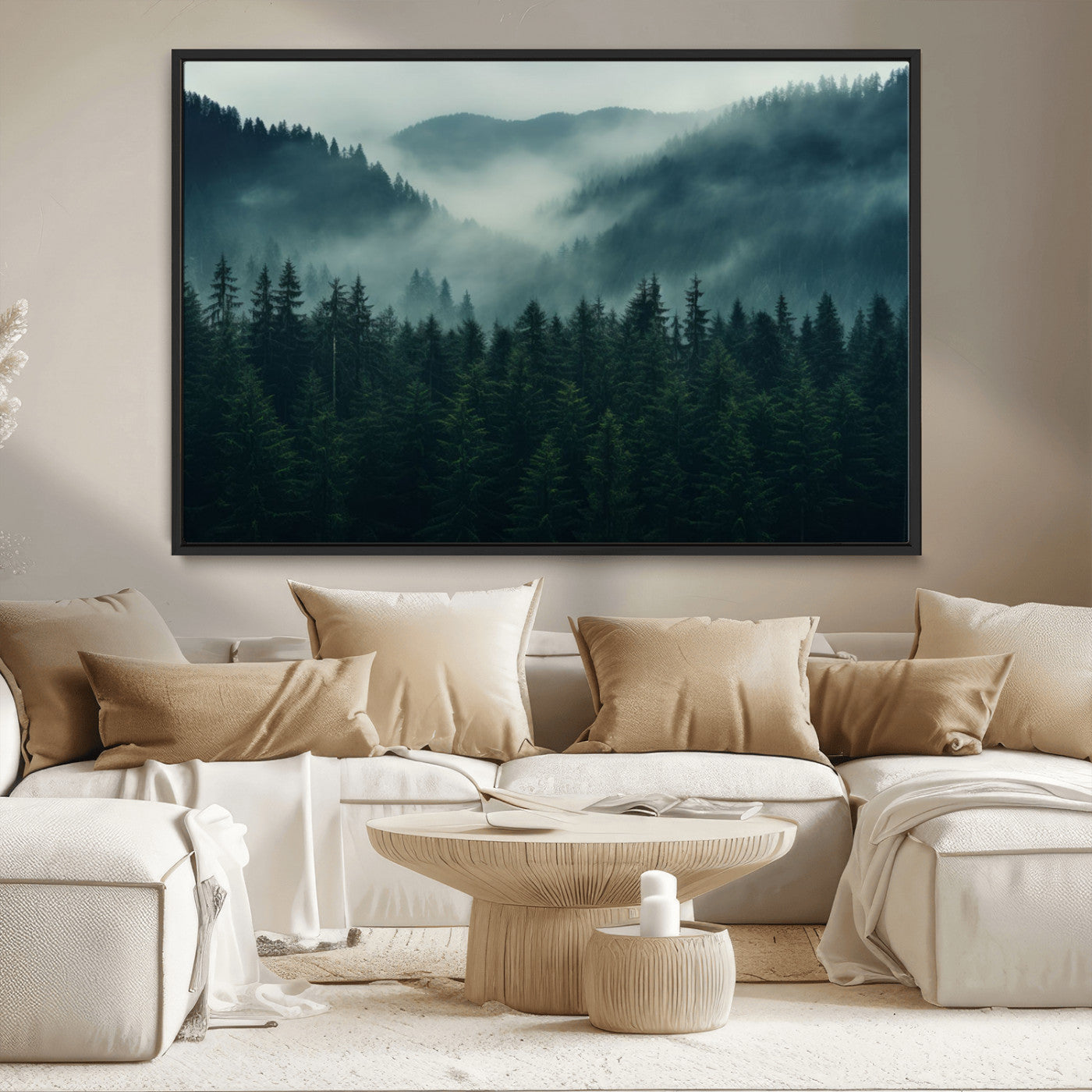 MGV-FC-36X24 - Captivating Misty Forest Wall Art Premium Canvas Print,  Foggy and Serene Atmosphere Wall Art Canvas