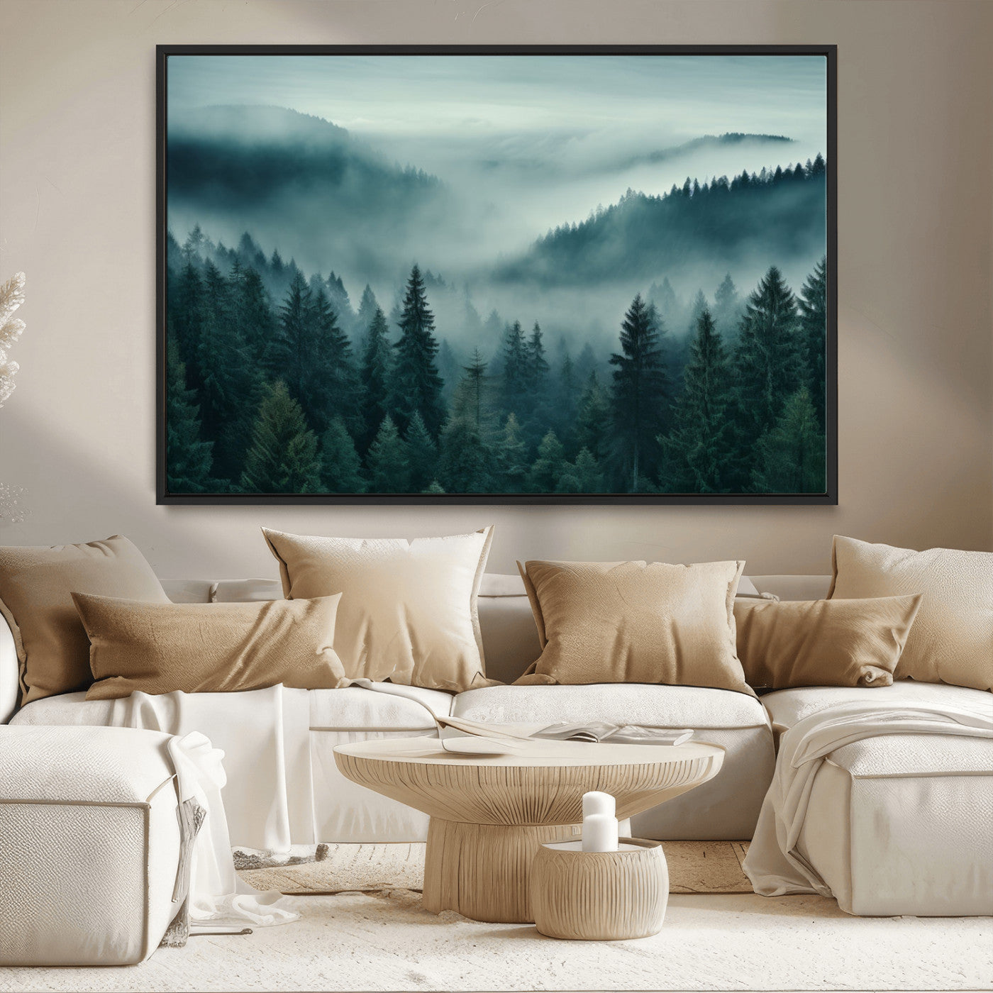 MGV-FC-36X24 - Captivating Misty Foggy Forest Wall Art Premium Canvas Print