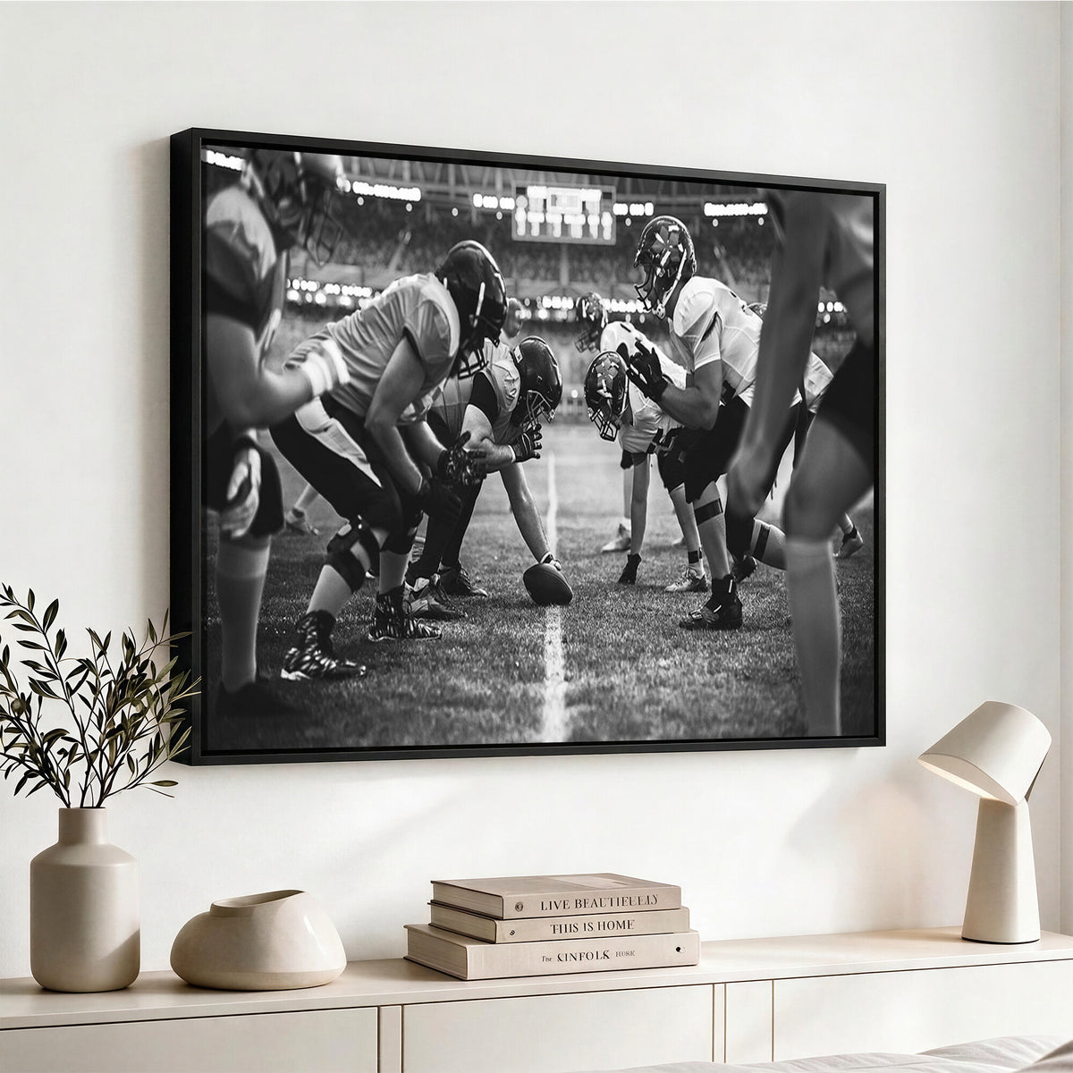 13273-MGV-CV-36X24 - American Football Wall Art Canvas Print Framed Stadium Sport