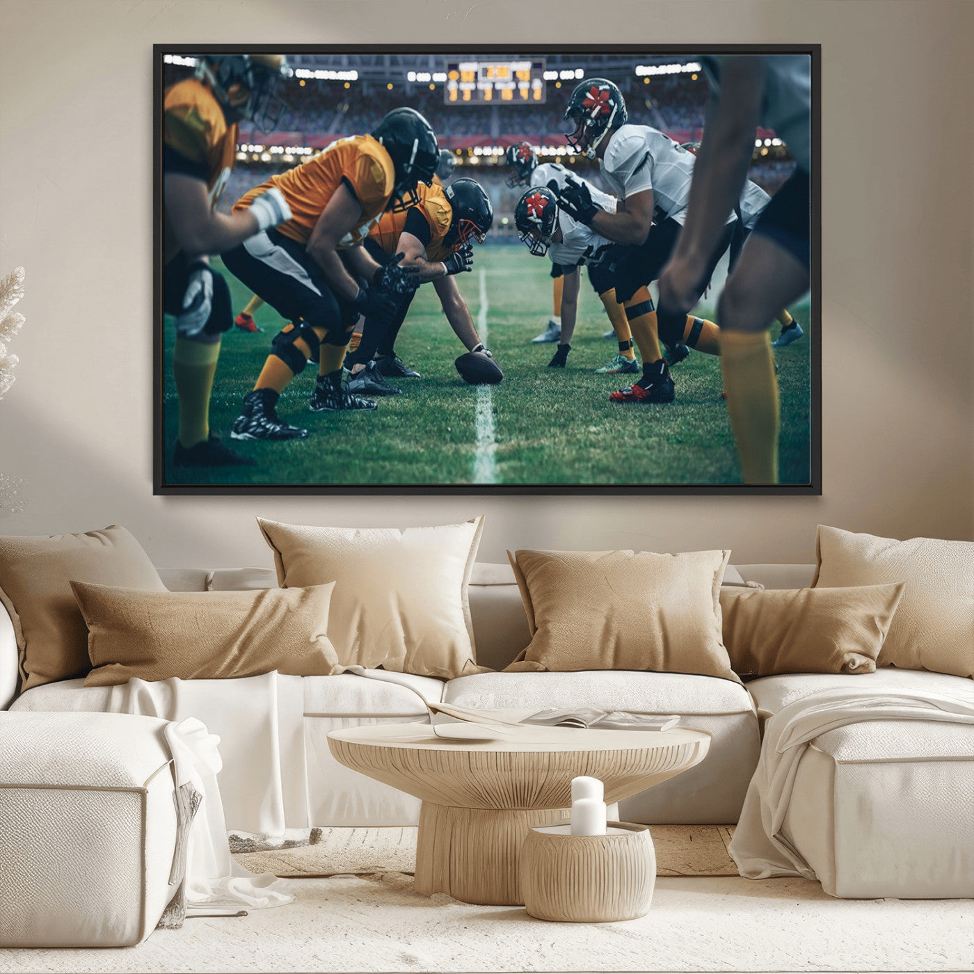 -American Football Playing Wall Art Canvas Print