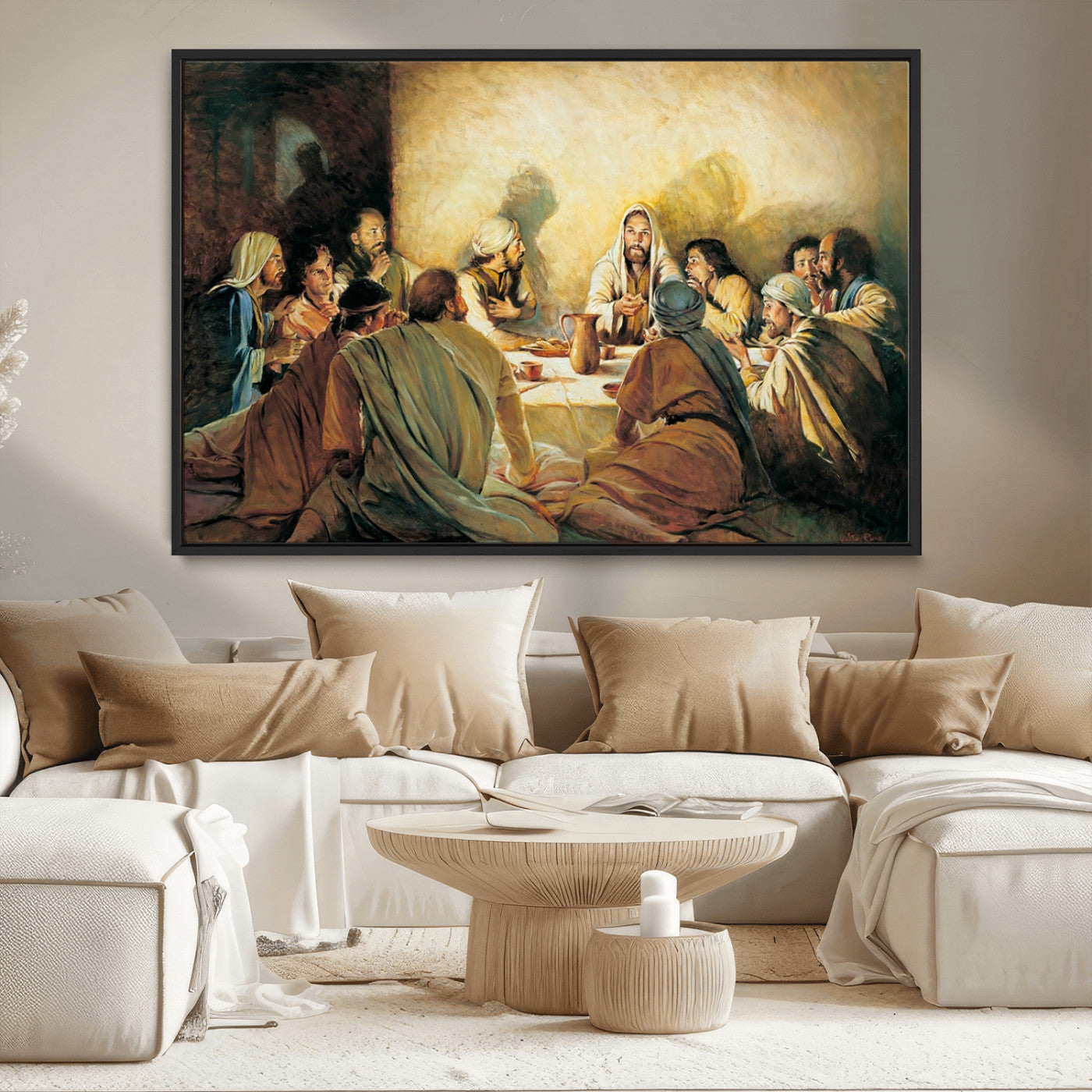 MGV-FC-36X24 - Last Supper Wall Art Canvas Print, Framed Jesus Painting Art Picture Print, Moderne Bibel Perfect Traditional/Religious Decor Artwork