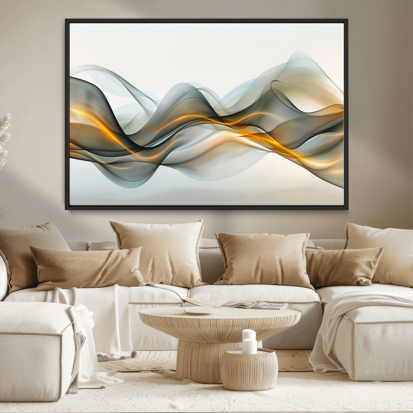 -Abstract Wave Canvas Wall Art – Fluid Contemporary Elegance in Motion – Ready to Hang