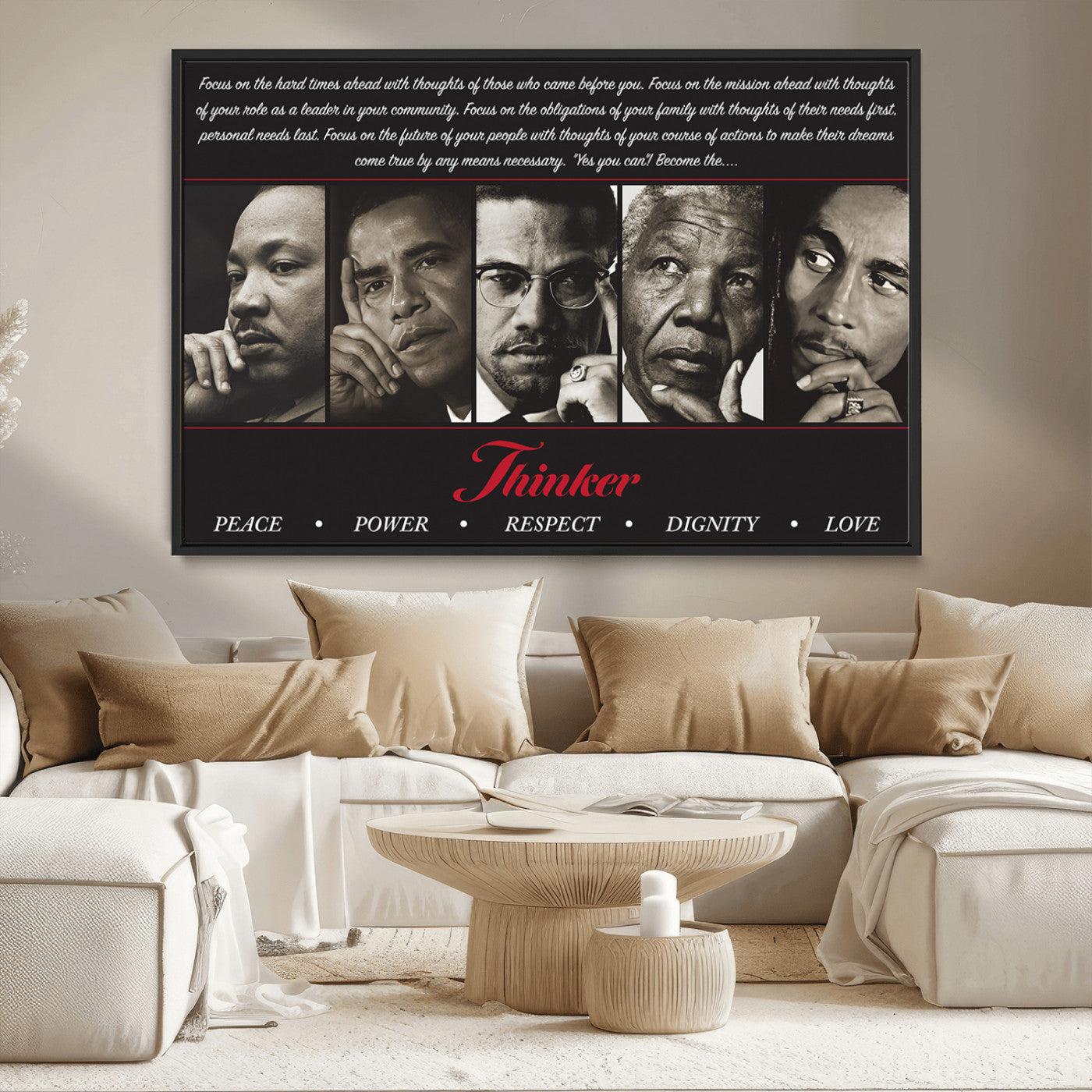 MGV-FC-36X24 - Thinkers of Wall Art Canvas Print - Inspirational Wall Art Featuring Icons of Peace, Power, and