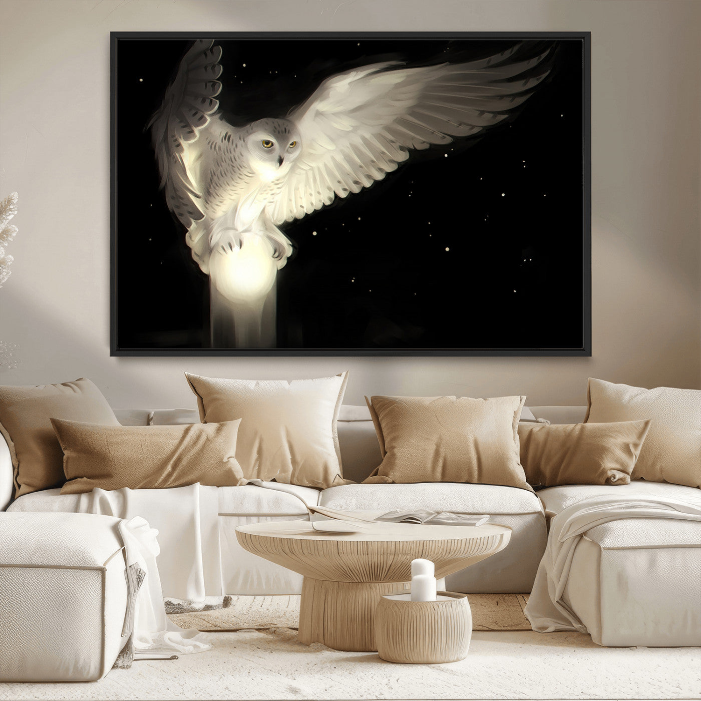 MGV-FC-36X24 - Night Owl Art -  Illuminating the Darkness – Unique Animal-Inspired Wall Art for Modern Decor |