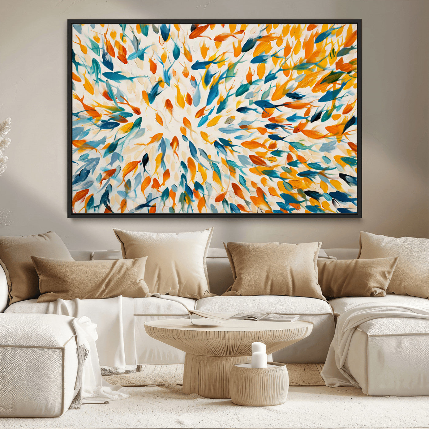 -Colorful Fish Wall Art Print – Abstract Ocean-Inspired Wall Art for Modern Spaces | Framed Canvas,