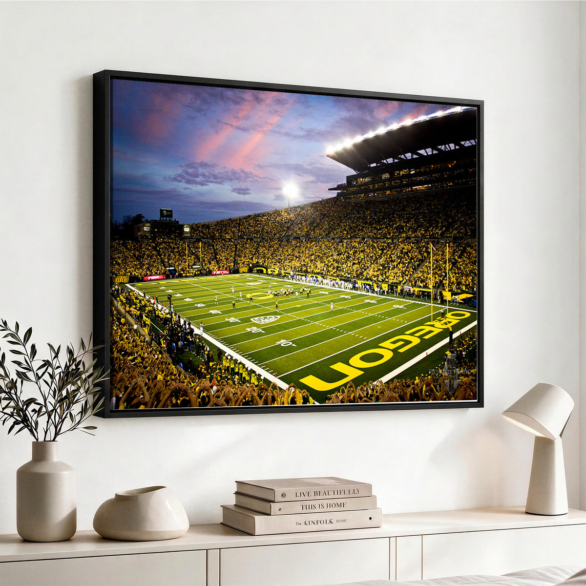 72017-MGV-CV-36X24 - University of Oregon Ducks Football Team Print, Eugene, Framed and Ready to Hang