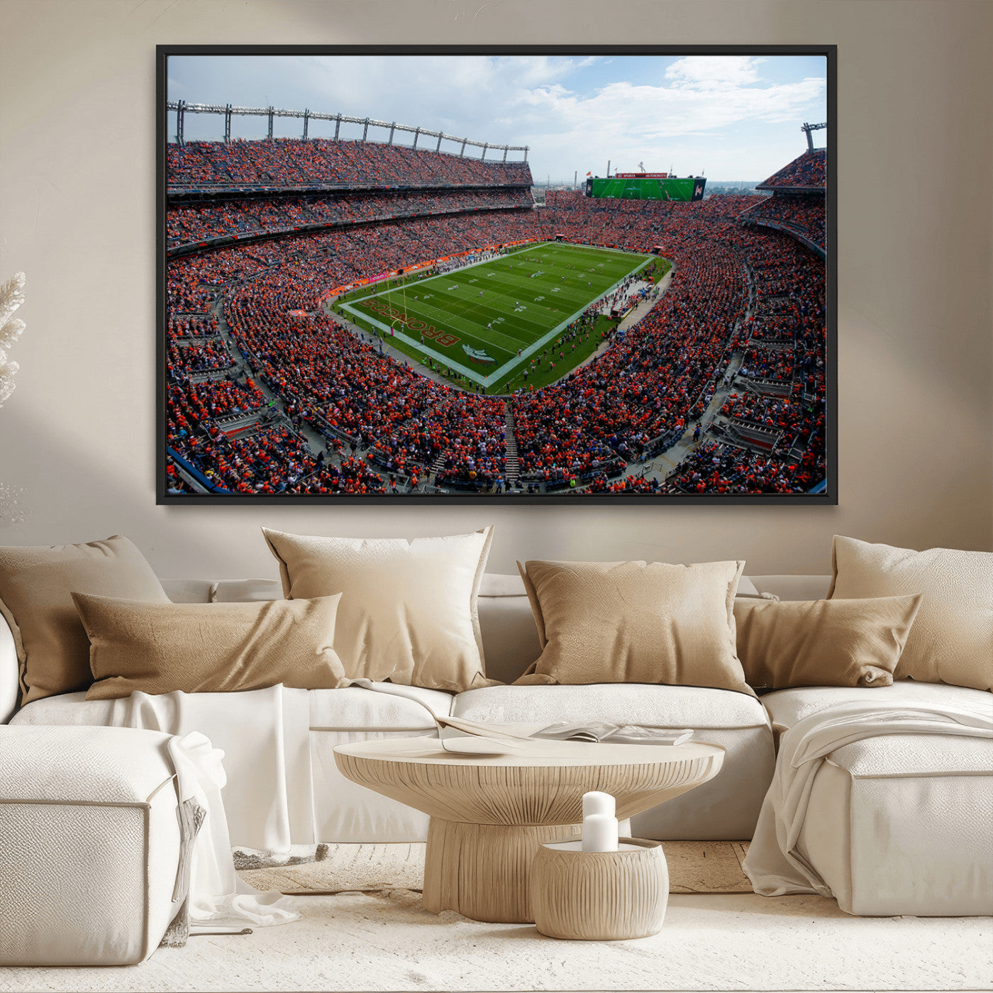 MGV-FC-36X24 - Denver Broncos Football Team Print - Empower Field Mile High Stadium Wall Art Canvas Print