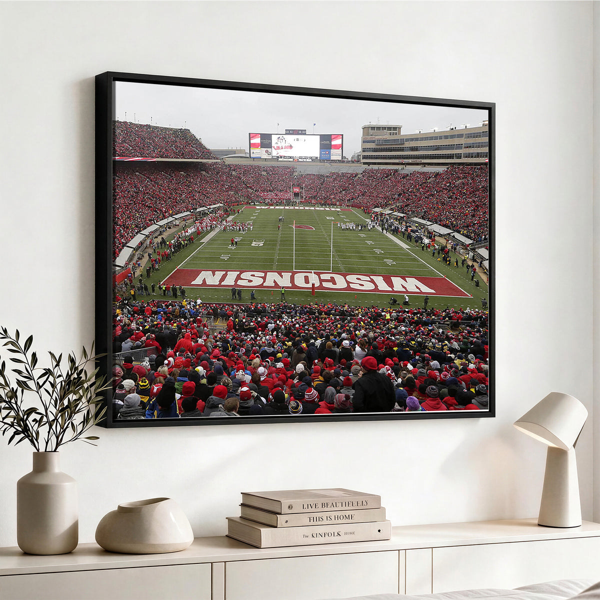 23461-MGV-CV-36X24 - Wisconsin Badgers Team Print Canvas, Madison Camp Randall Stadium Wall Art