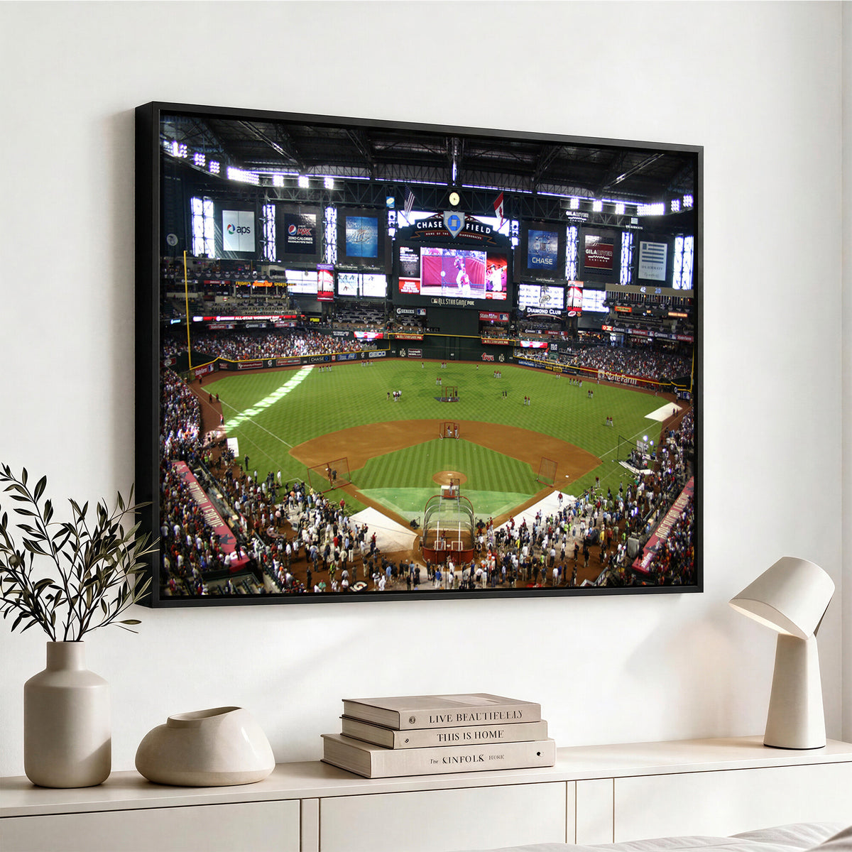 91630-MGV-CV-36X24 - Arizona Diamondbacks Baseball Team Print, Phoenix Chase Field Baseball Stadium Wall Art
