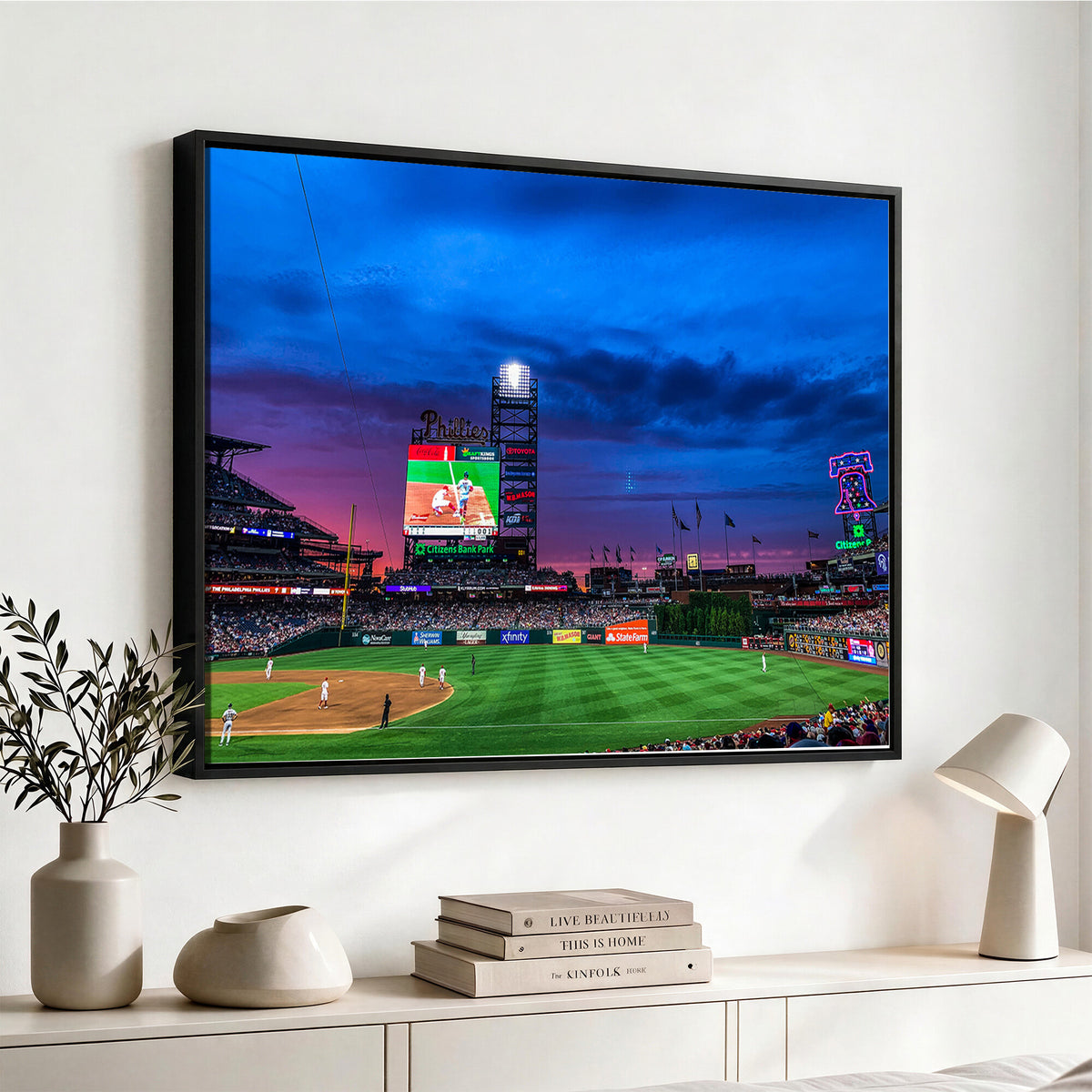 20427-MGV-CV-36X24 - Philadelphia Phillies Baseball Team Print, Citizens Bank Park, Extra Large Game Room Wall Decor